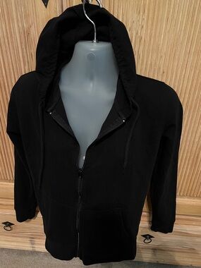 Blu Rock Slim fit Zip up Black Hoodie Jacket Mens Sz S